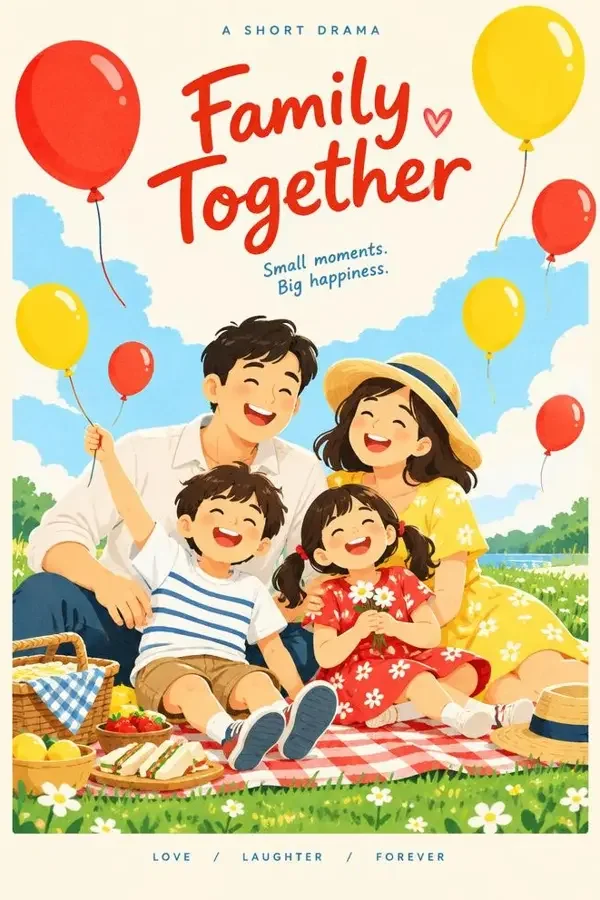 51短剧《气球升起的夏天》封面海报，家庭喜剧题材