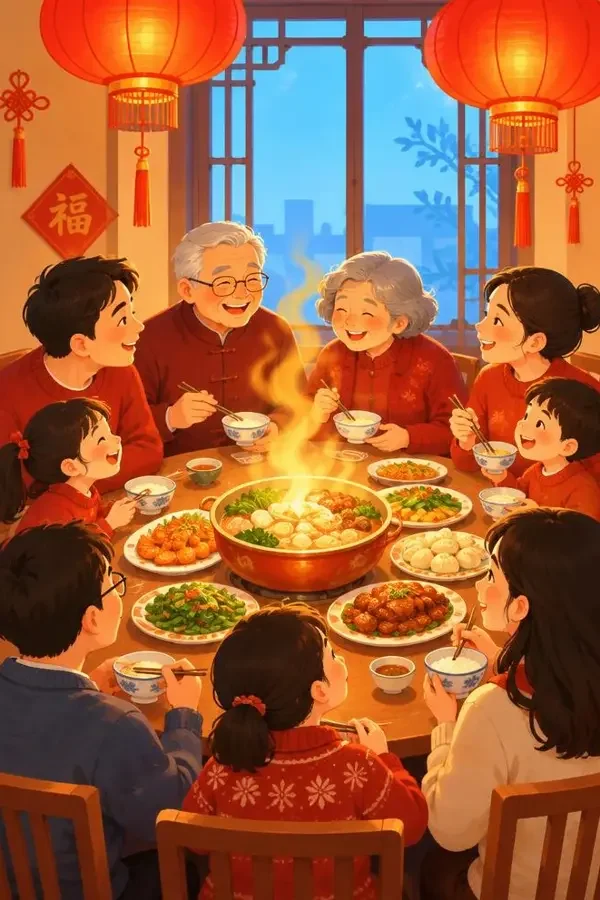 51短剧《团圆饭里的秘密》封面海报，家庭喜剧题材