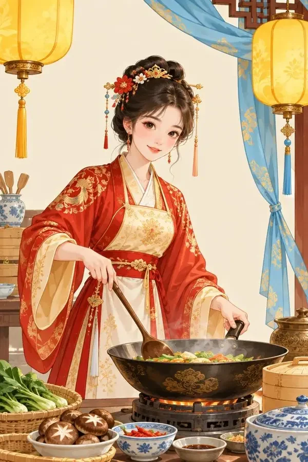 51短剧《侯府小厨娘》封面海报，古装权谋题材